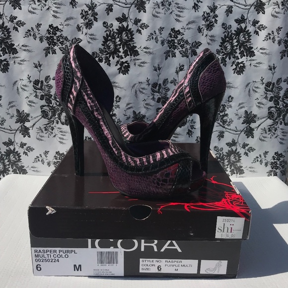 Purple Peep Toe Heels - Picture 1 of 7